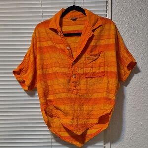 Orange Striped Men's Shirt